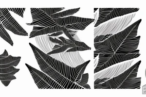 Dark linear abstract fern tattoo idea