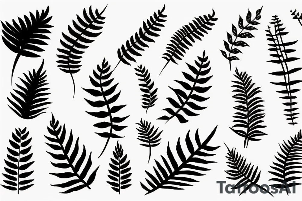 Dark linear abstract fern tattoo idea