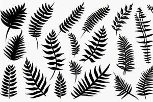 Dark linear abstract fern tattoo idea