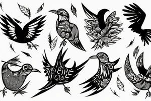 Abstract bird with dripping winga tattoo idea