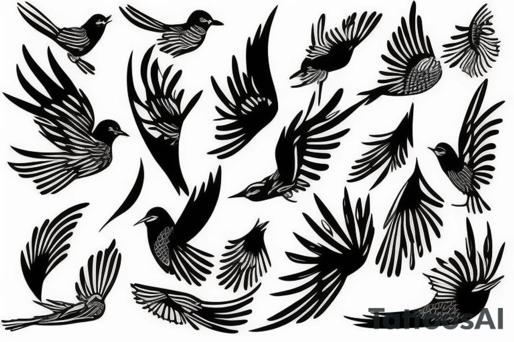 Abstract bird with dripping winga tattoo idea