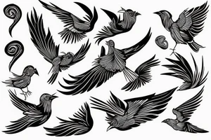 Abstract bird with dripping winga tattoo idea