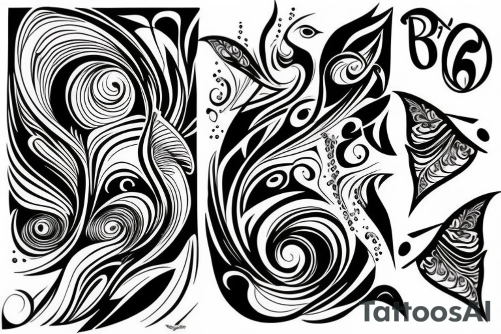 Abstract bird with dripping winga tattoo idea