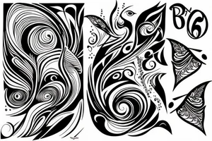 Abstract bird with dripping winga tattoo idea