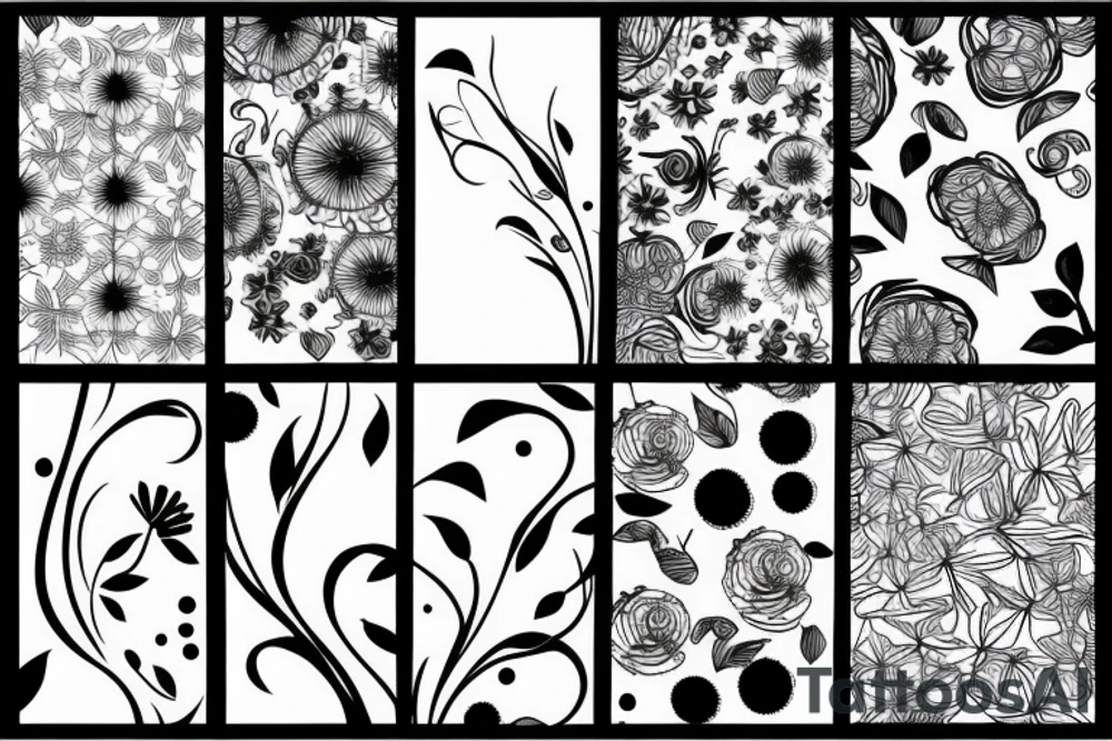 Abstract floral with stem and  with dripping background tattoo idea