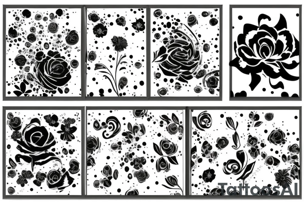Abstract floral with stem and  with dripping background tattoo idea