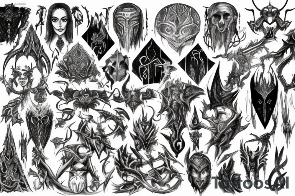 The Elder Skrolls, Gods, Aedra, Arkey, Mara, Zenutar, Julianos, Talos, Kinaerth, Stendar, Dibella tattoo idea