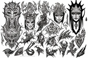 The Elder Skrolls, Gods, Aedra, Arkey, Mara, Zenutar, Julianos, Talos, Kinaerth, Stendar, Dibella tattoo idea