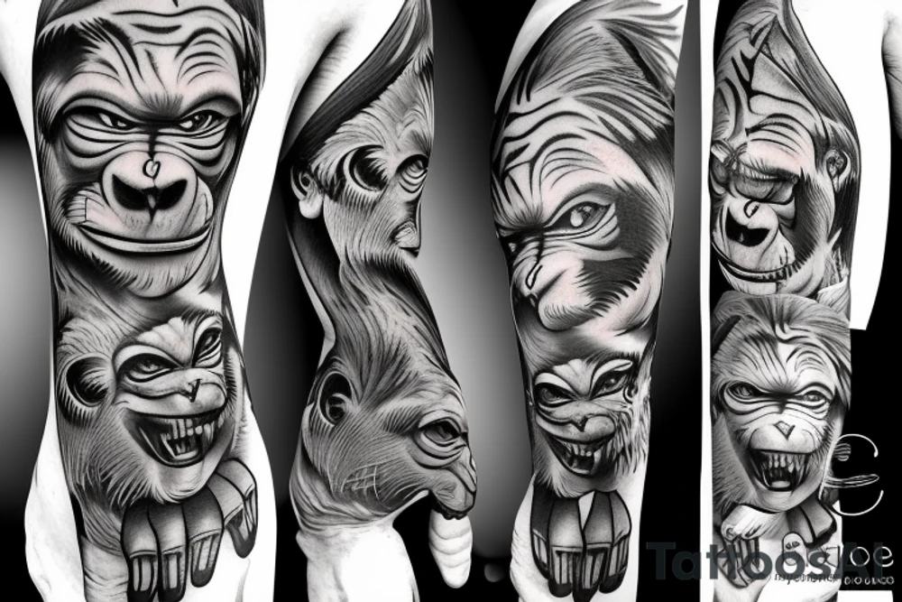 business monkey tattoo idea
