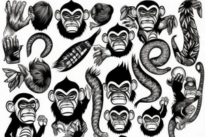 business monkey tattoo idea