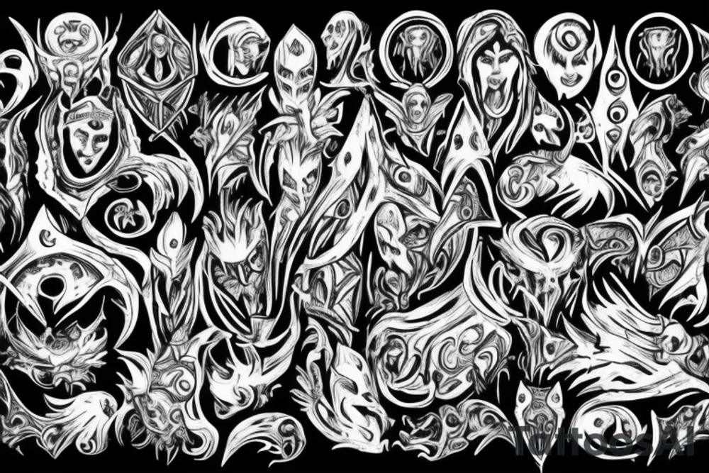 The Elder Skrolls, Gods, Aedra, Arkey, Mara, Zenutar, Julianos, Talos, Kinaerth, Stendar, Dibella tattoo idea