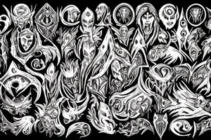 The Elder Skrolls, Gods, Aedra, Arkey, Mara, Zenutar, Julianos, Talos, Kinaerth, Stendar, Dibella tattoo idea