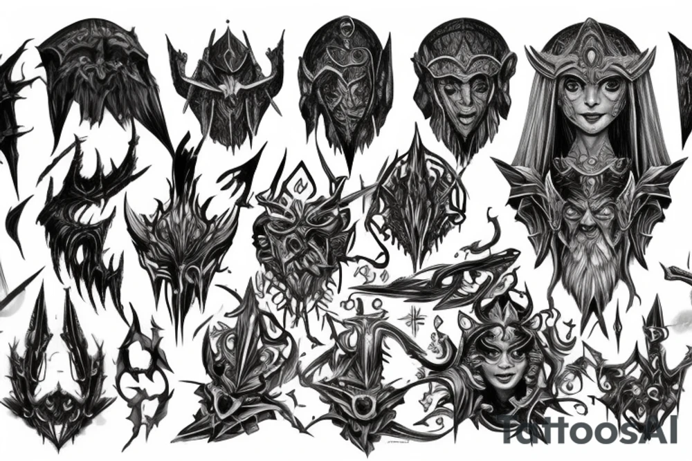 The Elder Skrolls, Gods, Aedra, Arkey, Mara, Zenutar, Julianos, Talos, Kinaerth, Stendar, Dibella tattoo idea