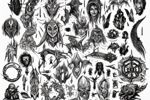 The Elder Skrolls, Gods, Aedra, Arkey, Mara, Zenutar, Julianos, Talos, Kinaerth, Stendar, Dibella tattoo idea