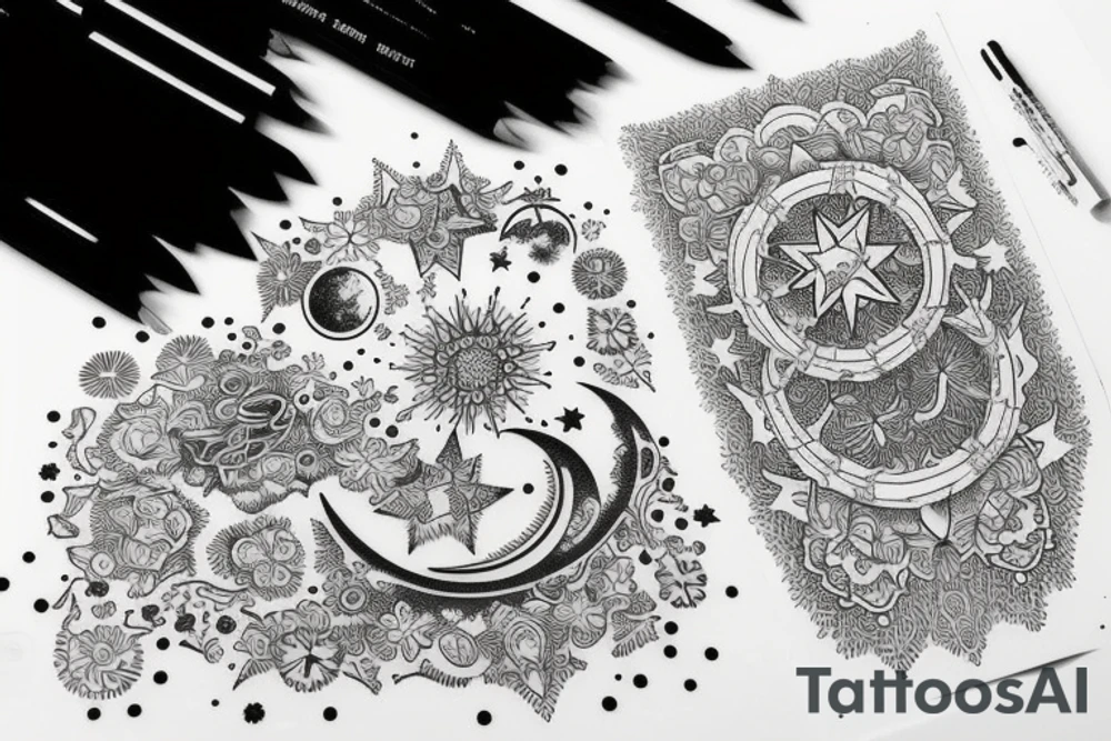 Moon & Star tattoo idea