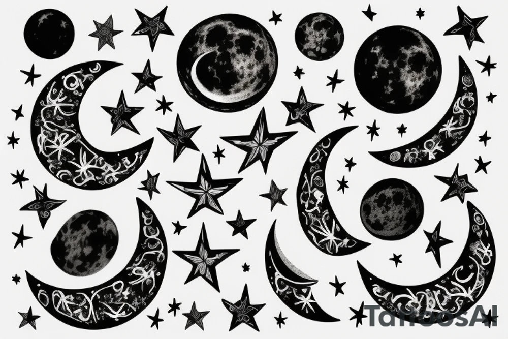 Moon & Star tattoo idea