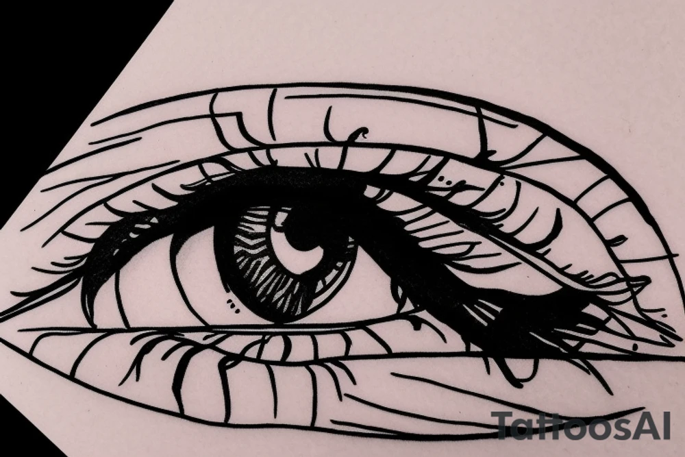 eye pierced with a nail and thread tattoo idea