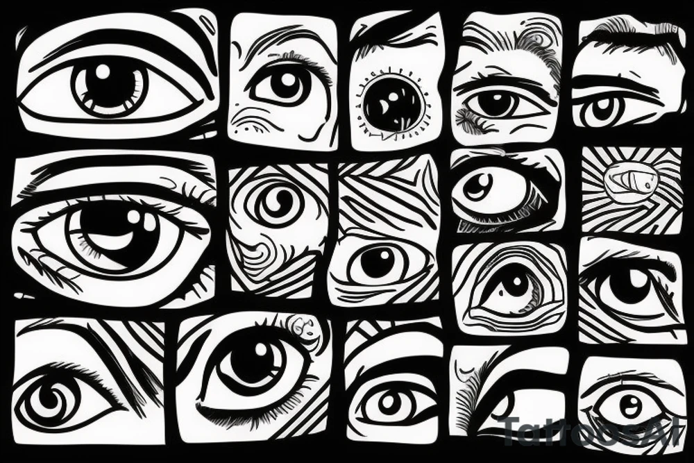 eye pierced with a nail and thread tattoo idea