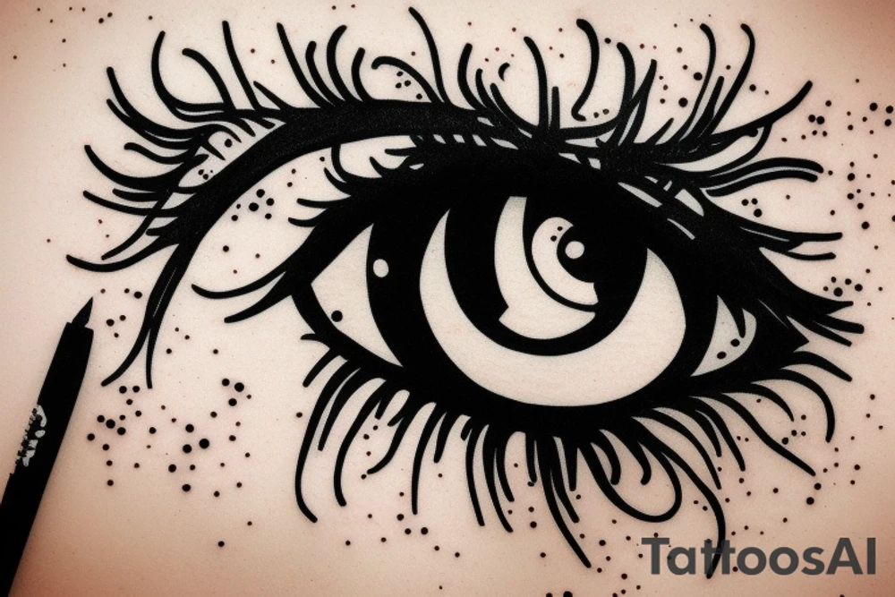 eye pierced with a nail and thread tattoo idea