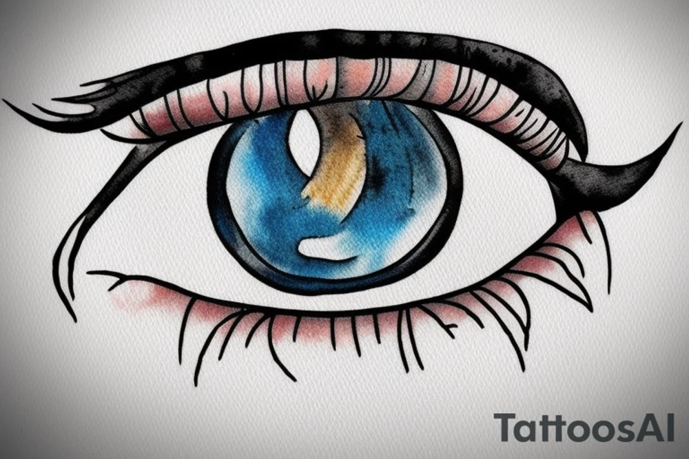 eye pierced with a nail and thread tattoo idea