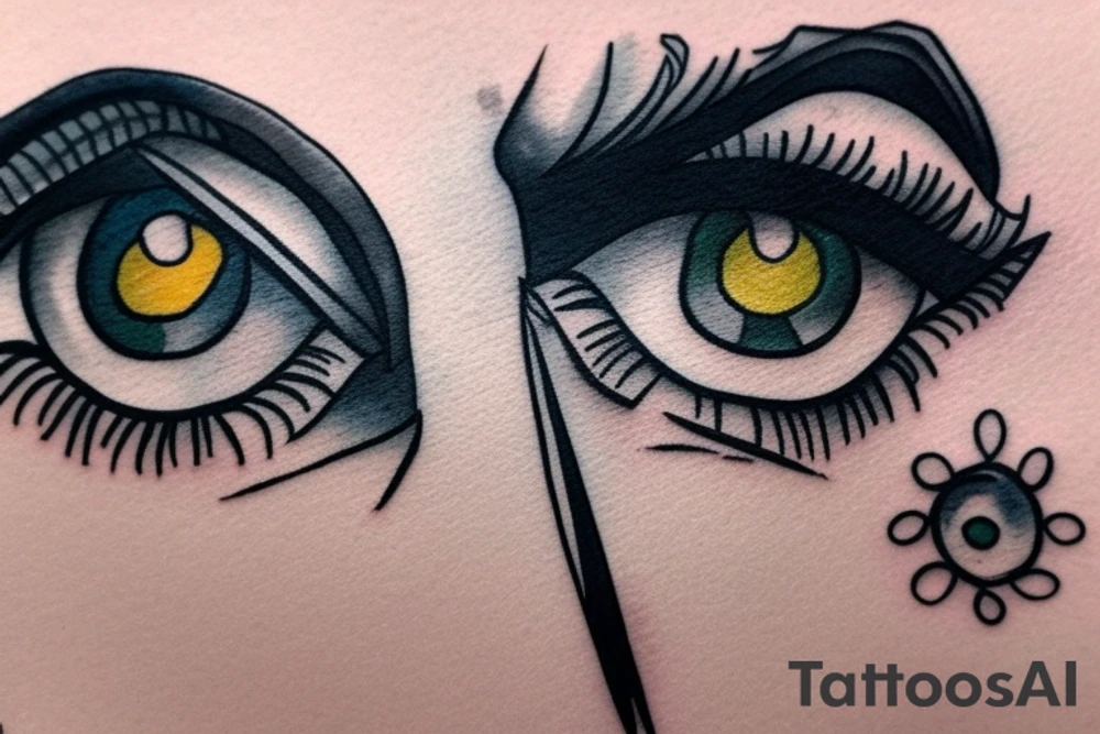 eye pierced with a nail and thread tattoo idea