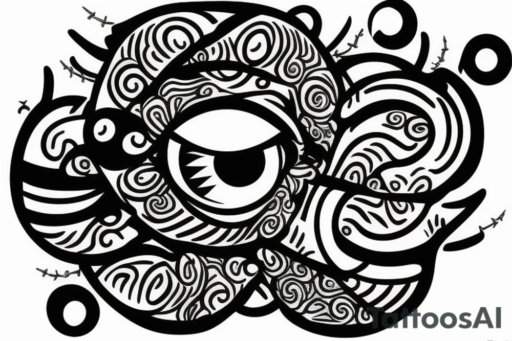 eye pierced with a nail and thread tattoo idea