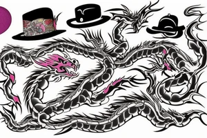 Color dragon in hat tattoo idea