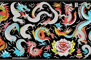 Color dragon in hat tattoo idea