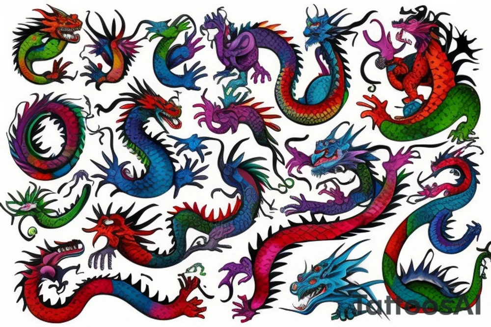 Color dragon in hat tattoo idea