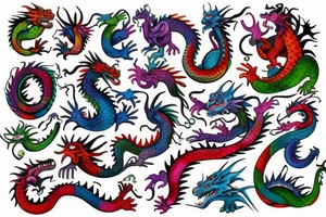 Color dragon in hat tattoo idea