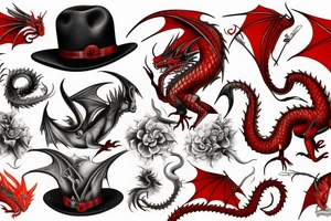 Red dragon in hat tattoo idea