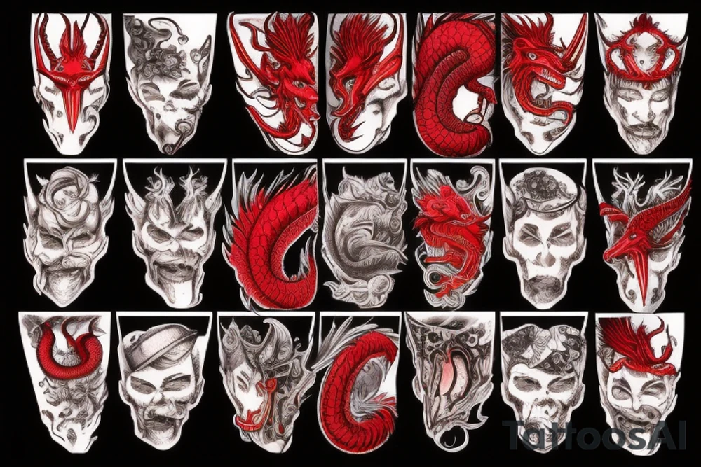 Red dragon in hat tattoo idea