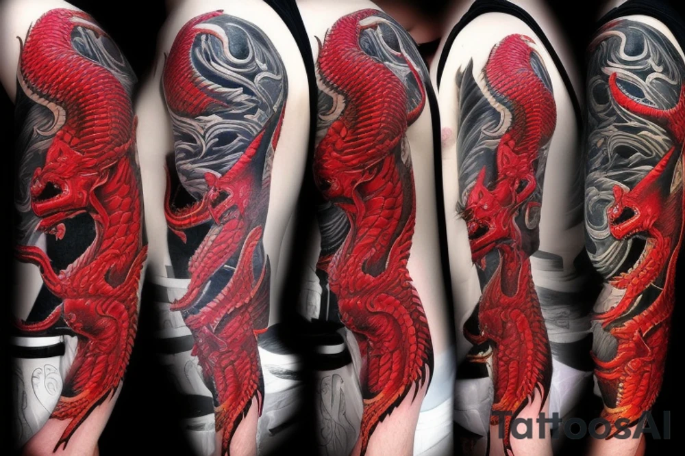 Red dragon suck tattoo idea