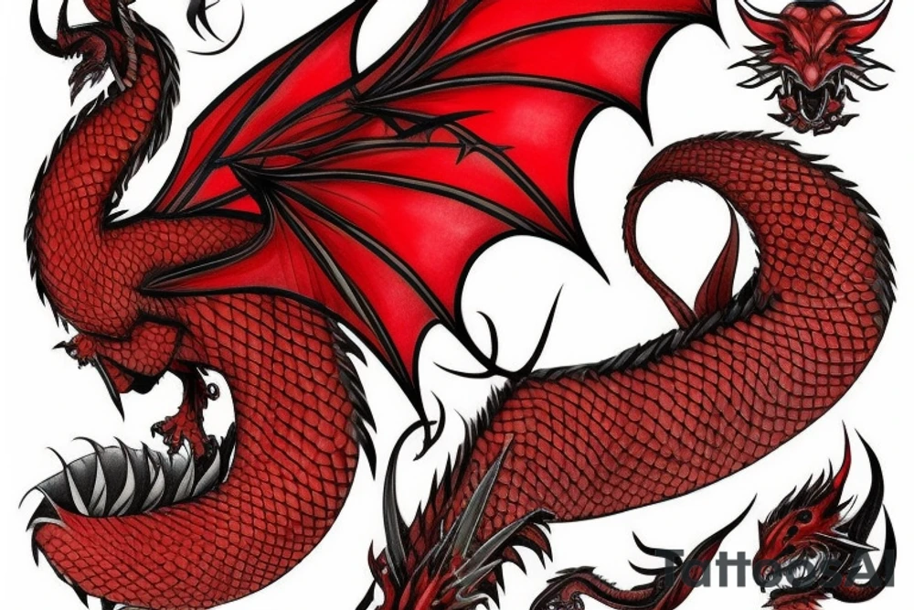 Red dragon suck tattoo idea