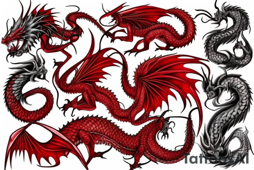 Red dragon suck tattoo idea