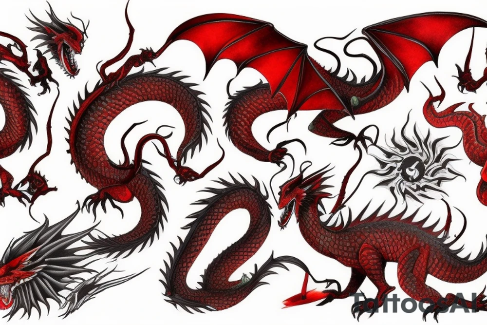 Red dragon suck tattoo idea
