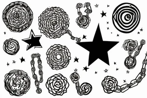 one star on each shoulder passing to the collarbone in the form of a chain tattoo idea