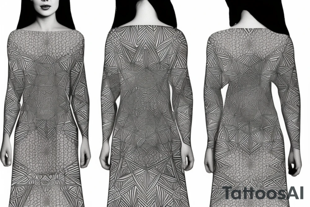 Geometric robe - a tattoo on the chest and shoulders that mimics the geometric pattern on the robe, creating the illusion of three-dimensionality and depth tattoo idea