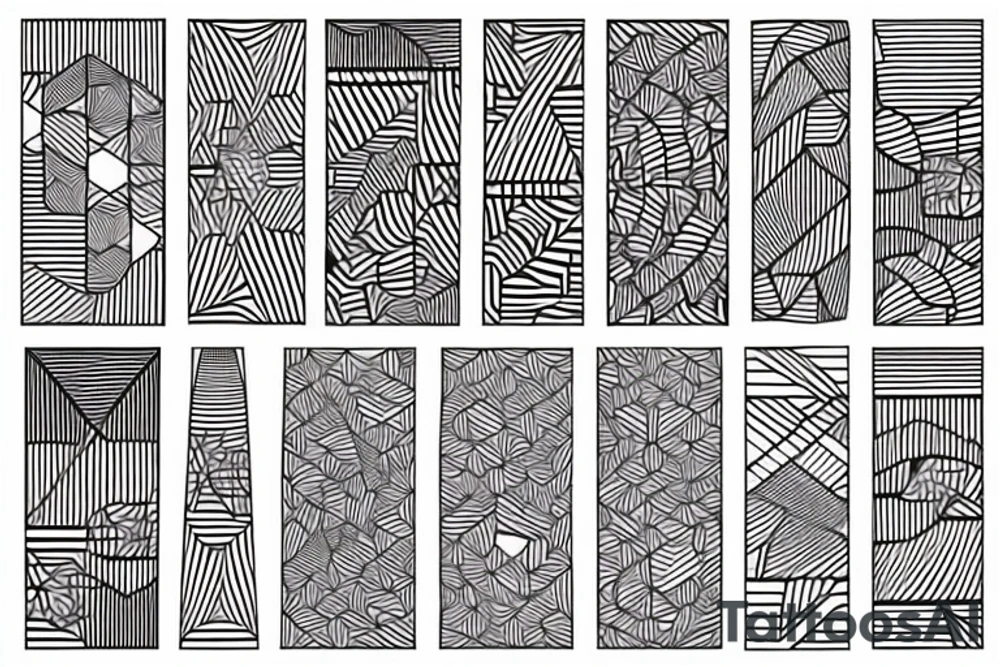 Abstract lines and patterns creating a complex geometric shape tattoo idea