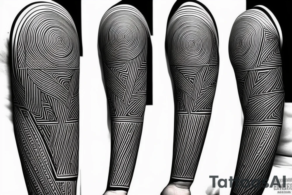 Abstract lines and patterns creating a complex geometric shape tattoo idea