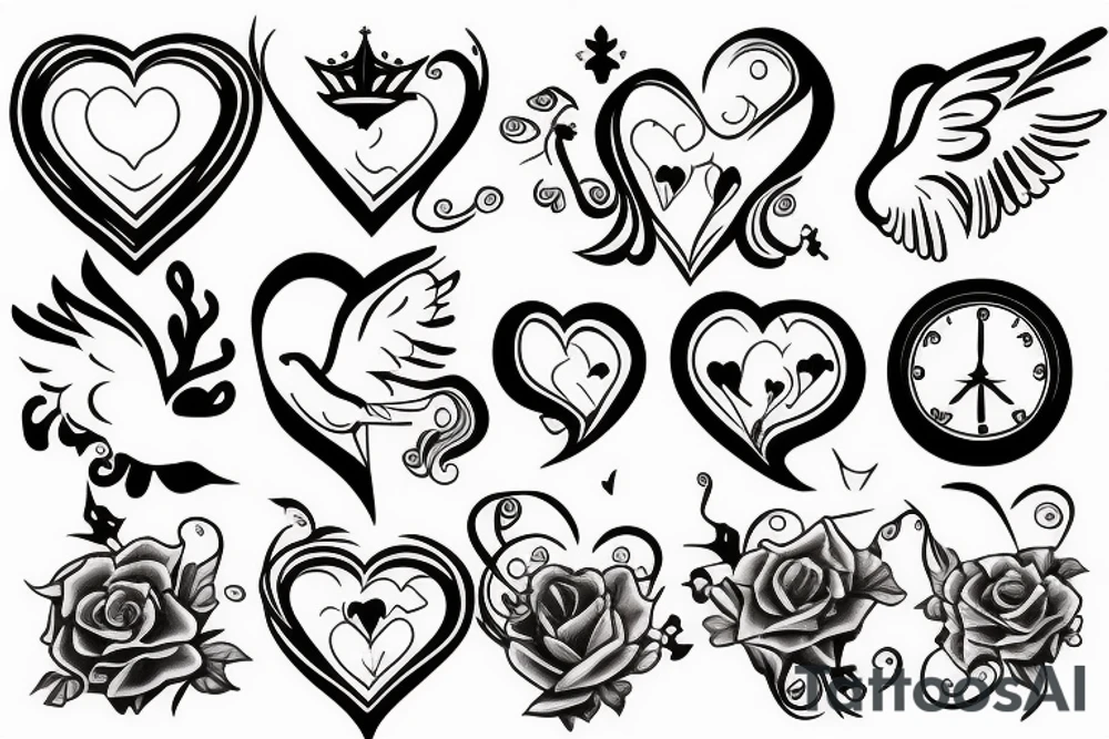 religious, tattoo with clouds, heart, doves, clock, a crown tattoo idea religious, tattoo with clouds, heart, doves, clock, a crown tattoo idea