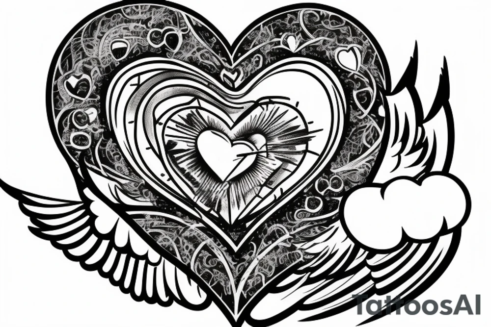 tattoo with clouds, heart, doves, angels, clock, a crown tattoo idea tattoo with clouds, heart, doves, angels, clock, a crown tattoo idea