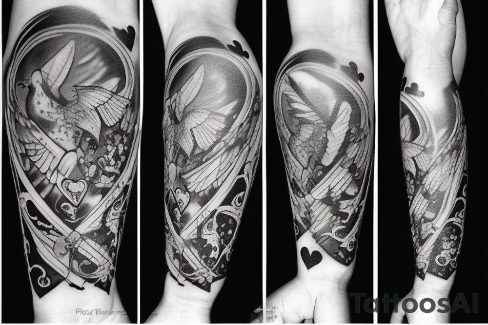 tattoo with clouds, heart, doves, angels, clock, a crown tattoo idea tattoo with clouds, heart, doves, angels, clock, a crown tattoo idea