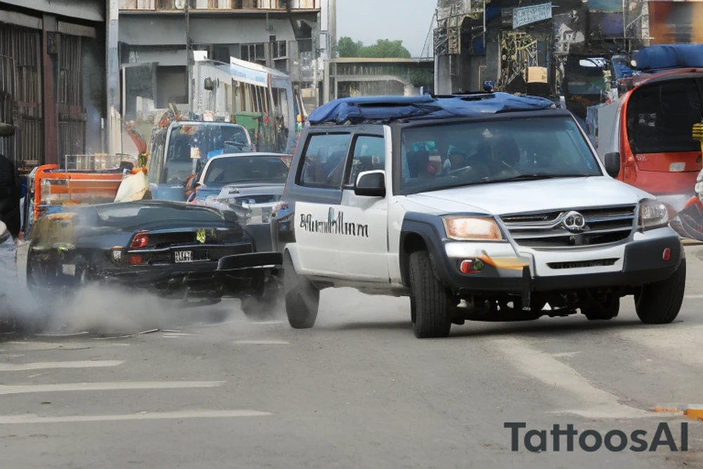Дракон стоит на задних лапах в длинном пальто и с автоматом Томпсон в руках tattoo idea