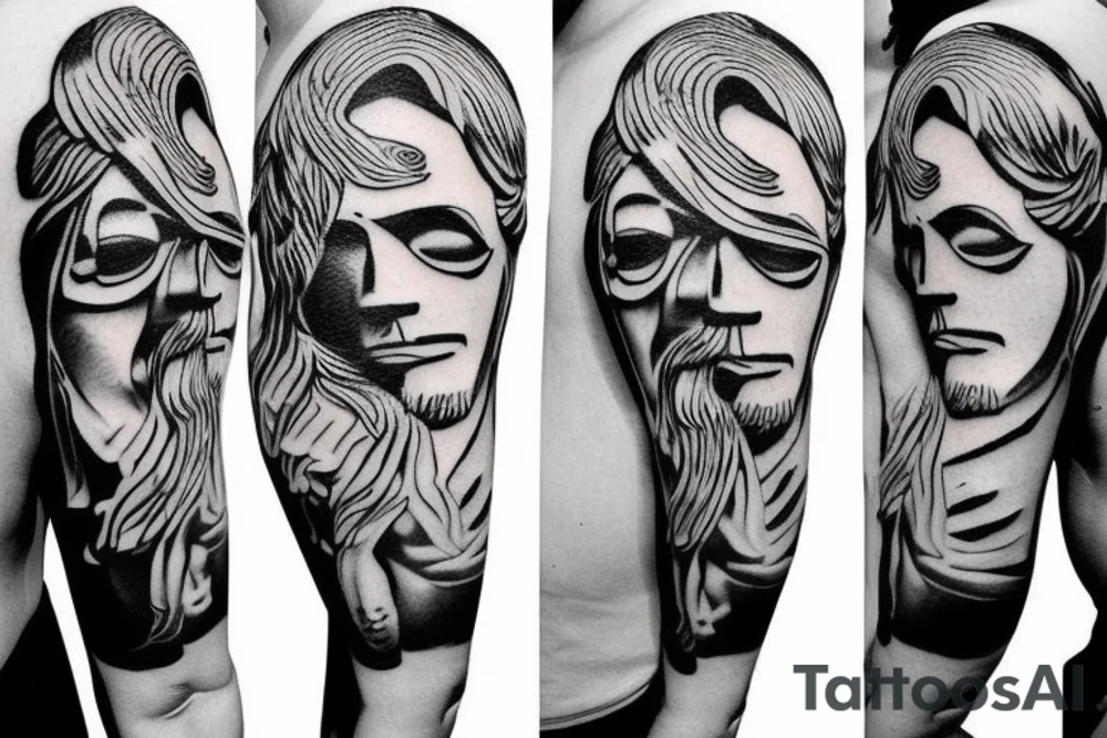 one piece bicep Jesus Christ tattoo tattoo idea