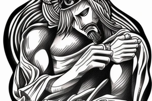 one piece bicep Jesus Christ tattoo tattoo idea
