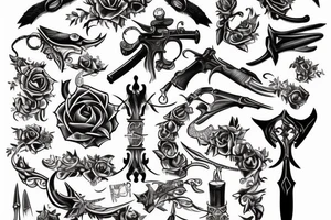 helsing tattoo with weapons tattoo idea