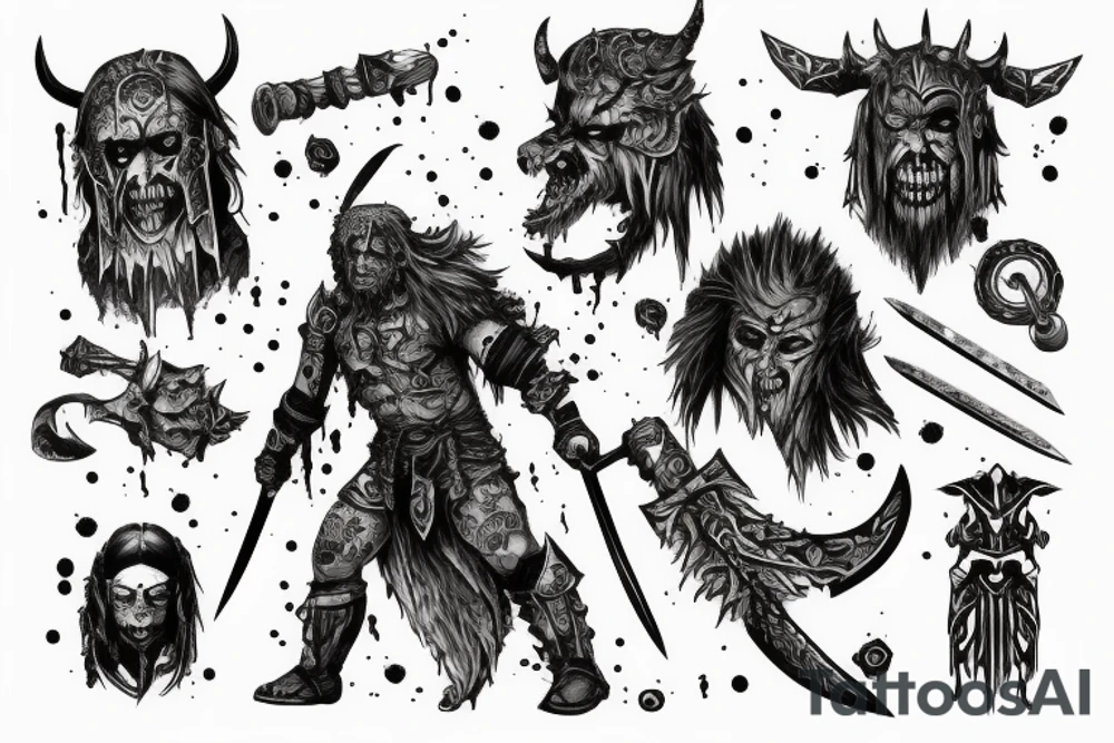 berserker with a sword covered in blood tattoo idea