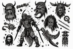 berserker with a sword covered in blood tattoo idea