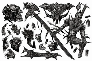 berserker with a sword covered in blood tattoo idea